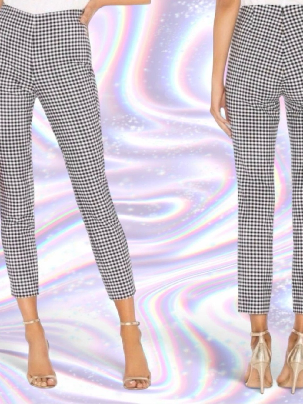 rag & bone Black and White Gingham Slim Ankle Pants